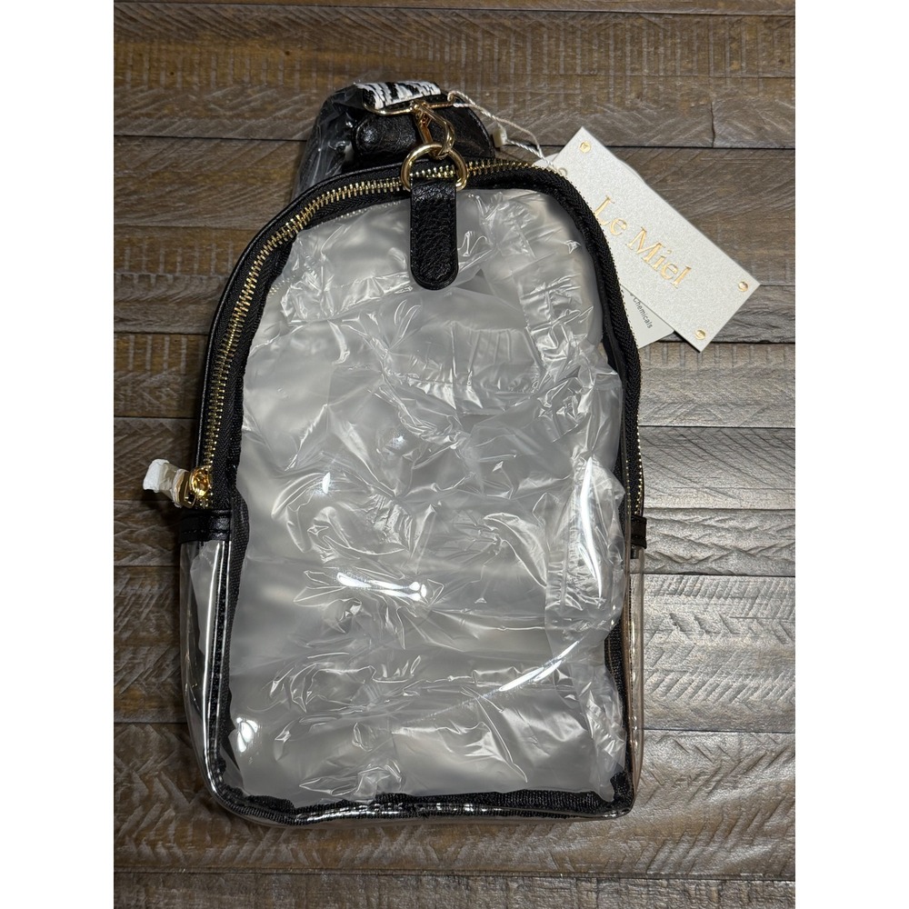 Le Miel Clear Sling Bag Womens OS Black NWT Stadium Approved Guitar Strap LQ309Z